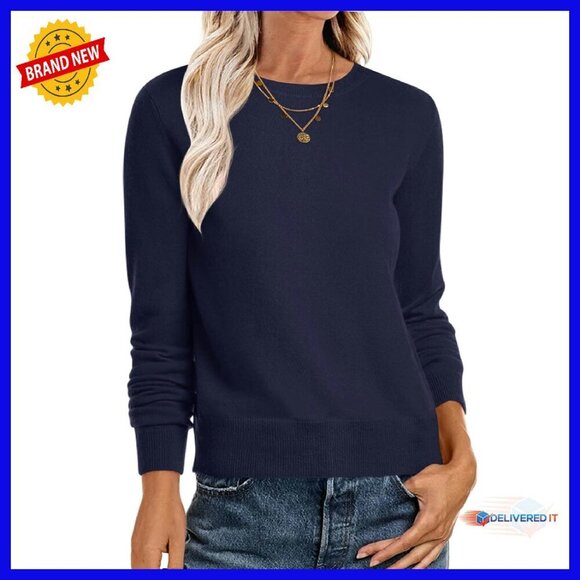 Sweaters - Lightweight Crewneck Pullover Sweater Women's Long Sleeve Loose Fit Knit Top
